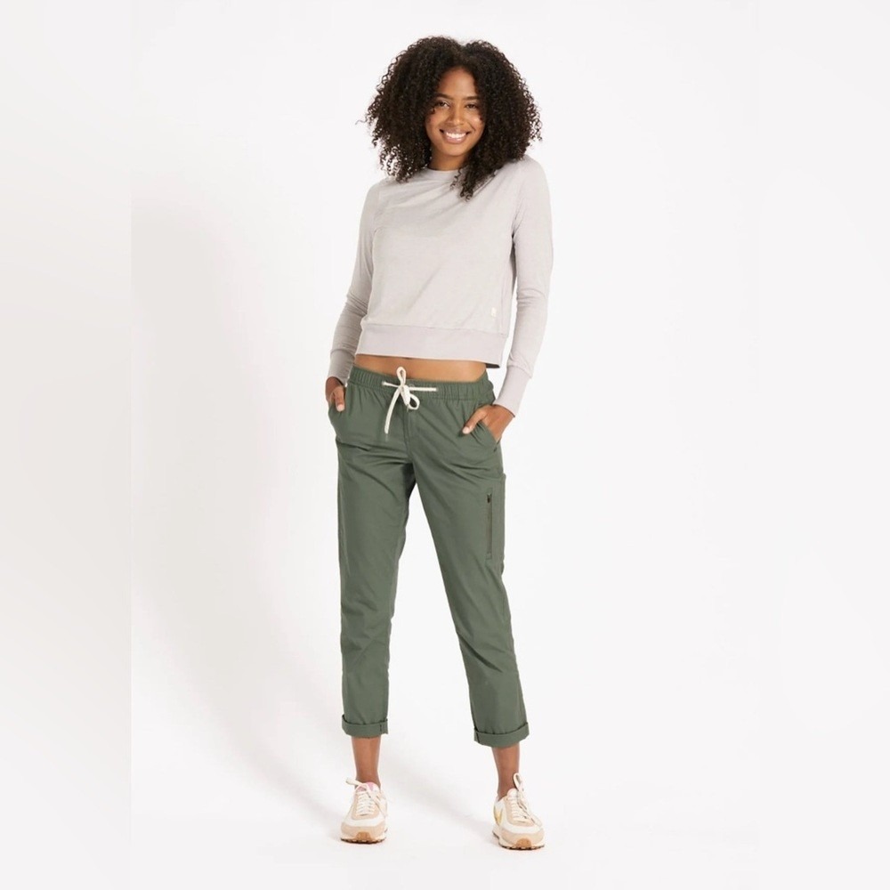 Vuori Stretch Ripstop Organic Cotton Hiking Pants Womens Medium Army Green